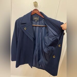 London Fog Blue Pea Coat Classic Tailored Design